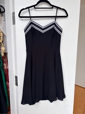 Ted Baker Black Mini Dress with White Chevron Trim